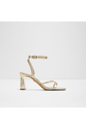 Aldo Stellare - Women's Genuine Leather Gold Block Heeled Sandals