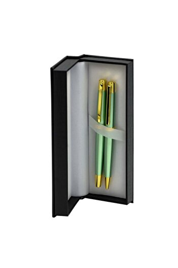 OEM Gift set pen + ballpoint pen CNX 8017 290035, light green metal body, gold clip