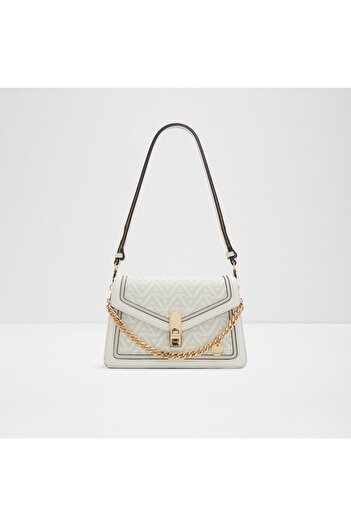 Aldo Amdouna - Women's Faux Leather Ecru Multi Magnetic Closure Medium Shoulder Bag