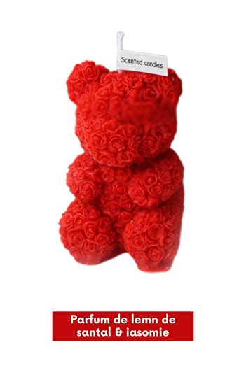 clickzu Scented Candle, Teddy Bear Shape, Hand-carved Roses, Sandalwood & Jasmine Scent