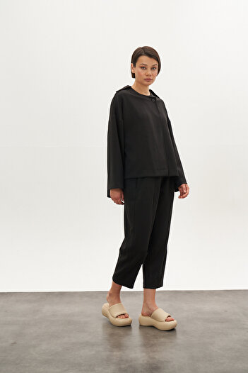 Mevra Front Stitched Modal Trousers Black