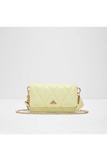 Aldo Fititall - Women's Faux Leather Yellow Top Zipper Chain Wallet Purse