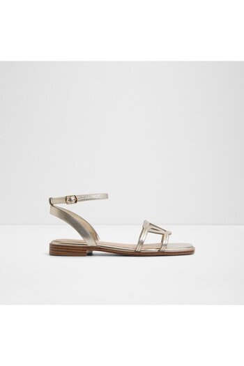 Aldo GREENGROVE - Women's Genuine Leather Gold Flat Sandals