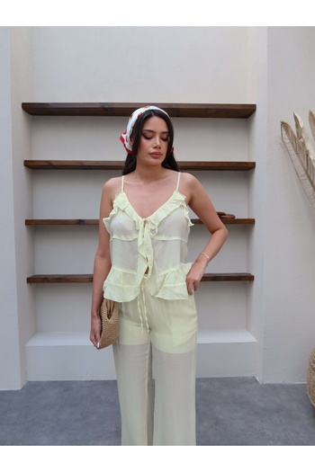 ESRAHELVACI Front Tie Ruffle Suit