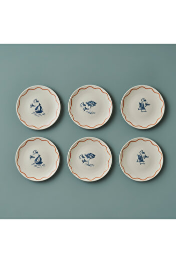 Bella Maison Marine Porcelain Set of 6 Cake Plates Blue (19 cm)