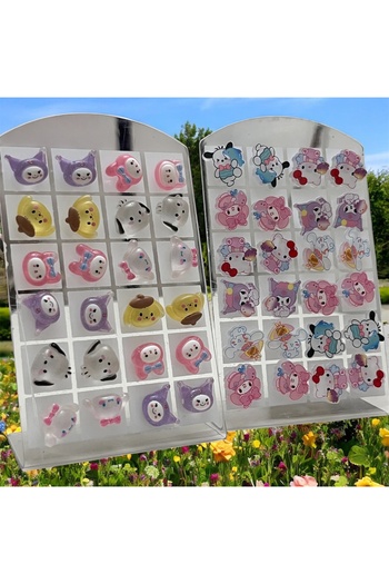 alpikom 2 Pcs 3D Character Design Needle Children's Cube Earring for Earring with Ear Hole