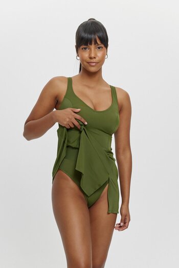 Louren M12030 Square Collar Dress Swimsuit
