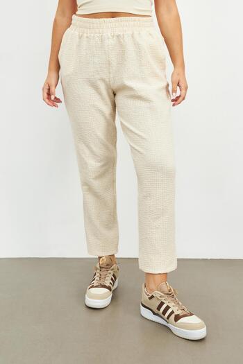 Curly BEIGE TEXTURED PANT