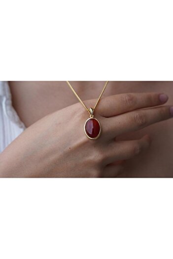 Nusret Takı Nusret Women's Necklace Gift Real Agate Stone Chain Necklace