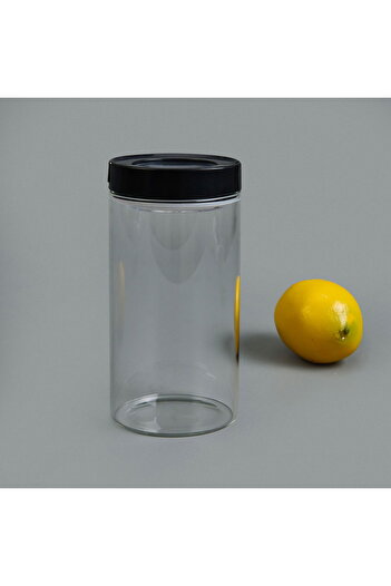 MATMEL Transparent and Black Vacuum Glass Jar, 600 Ml, with Multi-Color Options.