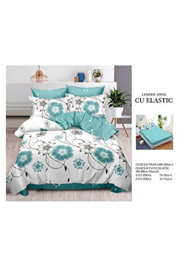 CHIRASO Set Lenjerie CHIRASO Finet, 6 Piese, Pat Dublu, Cearceaf 180x200, Pilota 200x230, 4 Perne