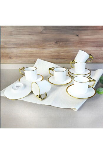 Paçi Canarino Gilded 6-Piece Coffee Cup - White / Gold