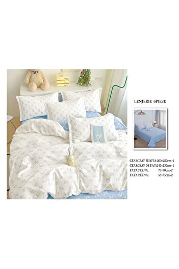 CHIRASO Set Lenjerie CHIRASO Finet, 6 Piese, 2 Persoane, Cearceaf 240x250, Pilota 200x230, 4 Perne, Imprimeu
