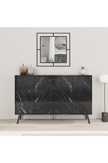 Mourah Home Dune Console – Modern 4-Door Sideboard with Elevated Legs, Storage for Living, Dining, Hallway
