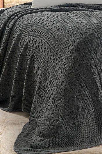 DOUX HOME Mery Knitwear Bedspread Single 180 X 230 cm Anthracite