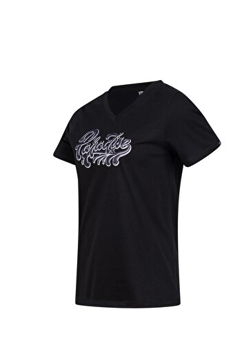 2AS Tricou pentru femei cu decolteu în V cu imprimeu Alone 406