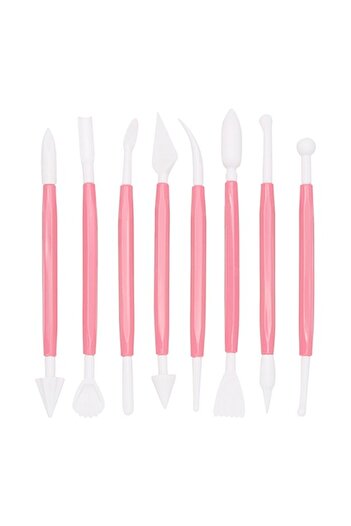 zola Set of 8 pieces for decorating cakes/cupcakes, different designs, plastic, length 14/16 cm, pink
