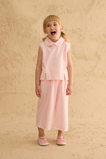 Fahhar Kids Slit Detailed Trousers Suit Pink