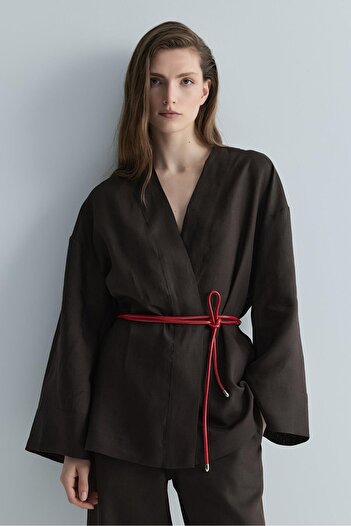 Suud Collection Brown 100% Linen Eleni Culotte Trousers