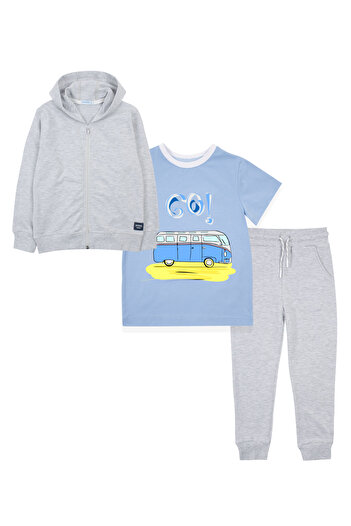 Mavipink Boys' Cotton Go Minibus Minivan Printed 3-Piece Tracksuit Set