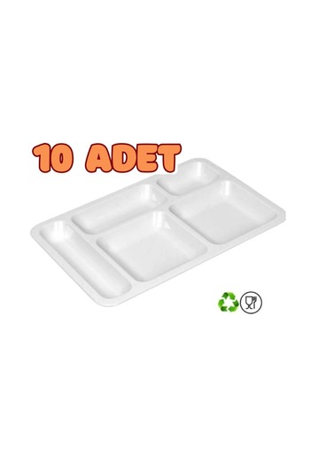 ZTM HOME Rose Plastic 10 Pieces 5 Compartments White Table D'Hôte Plate, Table D'Hôte, Table D'Hôte