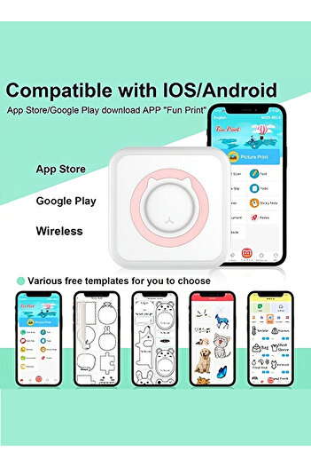 KidLe Mini Printer,Portable Inkless Sticker Maker,Bluetooth Printer for Phone App Free C15P