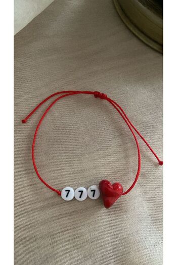 BAE ATOLYE Murano Glass Red Heart Luck 777 Number of Angels Red Rope Bracelet