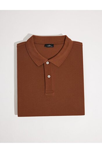 Tudors Men's Big Size Large Size 100% Cotton Plain Pique Brown Polo Neck T-Shirt