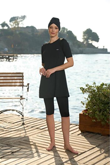 Estiva Half Sleeve Tights Swimsuit with Plain Check Lycra Tights