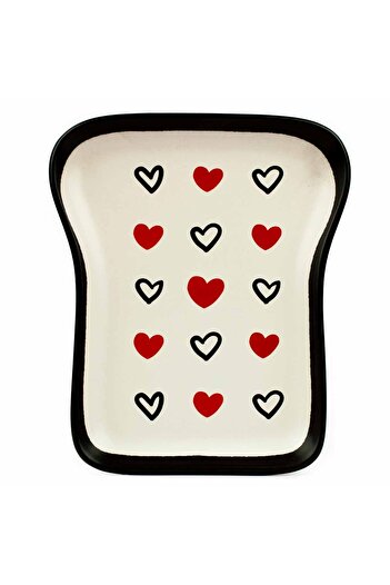 PALTO TASARIM Red Hearts ❤️   Design Toast Plate - Breakfast Presentation Plate