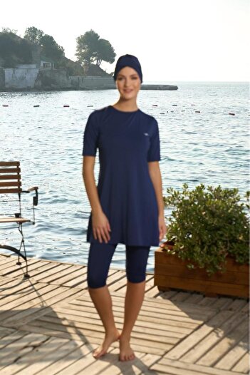 Estiva Half Sleeve Tights Swimsuit with Plain Check Lycra Tights