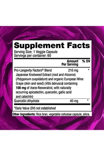 Reserveage Nutrition Resveratrol, 100mg, 60 Veggie Caps