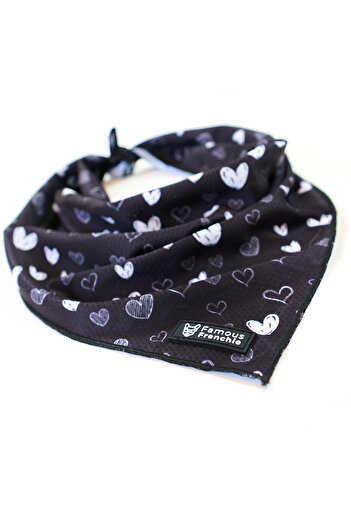 Famous Frenchie Dog bandana, Famous Frenchie, Black Hearts