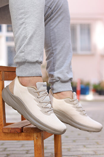 Scooter Bolt Comfortable Sole Memory Foam Walking Running Men's Sports Shoes Beige