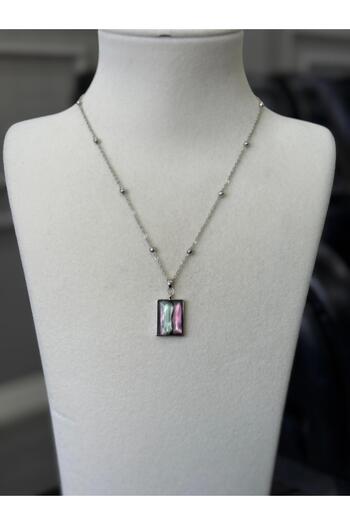 Store Color Changing Rectangular Necklace with Steel Chain