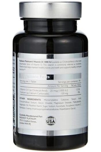 RADIANT PLATINUM Vitamin D 1000 IU | Supports Bone Health | Promotes Immune Health | Supports Heart