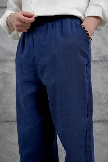 NOMARC Navy Blue Nmrc Muslin Baggy Trousers