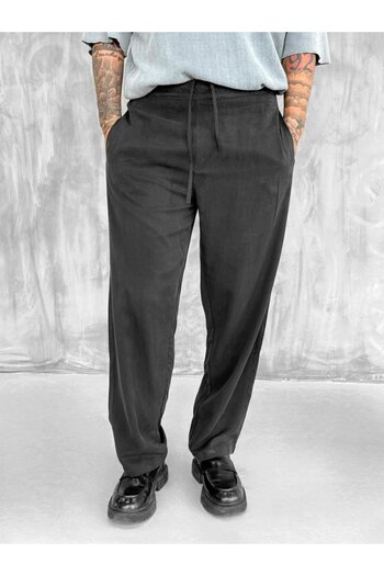 ablukaonline Men's Baggy Fit Elastic Waist Comfortable Trousers Black