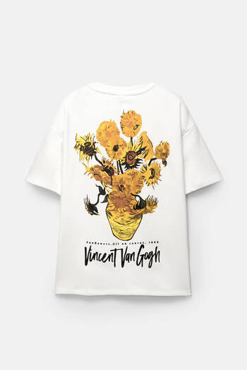 Pull & Bear Van Gogh sunflowers short sleeve sweatshirt