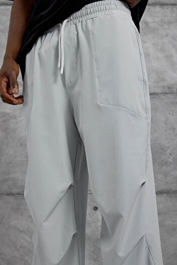 NOMARC Gray Parachute Fabric Leg Pleated Sweatpants