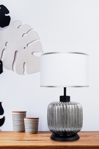 MINIMAL ETICARET VE BILGI TEKNOLOJILERI Intense Silver Chrome - White - Glass Lampshade