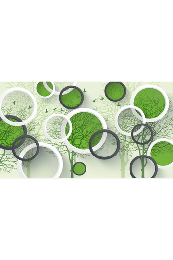 media Self-adhesive and washable wall mural Trees with white and black circles, 220 x 135 cm