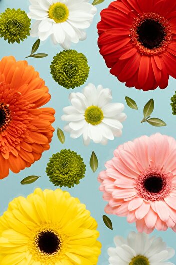 media Self-adhesive and washable wall mural Flowers171 Gerberas and Daisies2, 135 x 225 cm