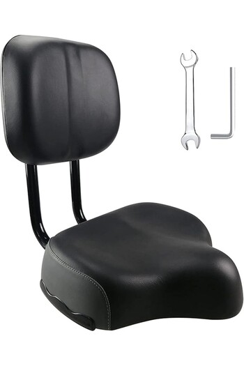 Asroya Bike Saddle Seat with Back Support Adjustable Wide Electric Bike Seat with Backrest Black