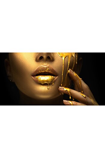 media Photo wallpaper Portrait of a woman, gold make-up, 270 x 200 cm