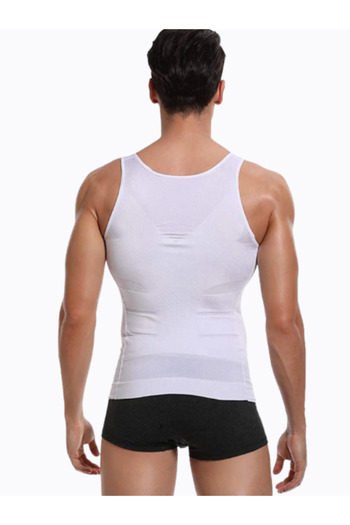 FF FİT FORM GİYİM Men's Belly and Breast Recovery Supporting Corset Undershirt White Color