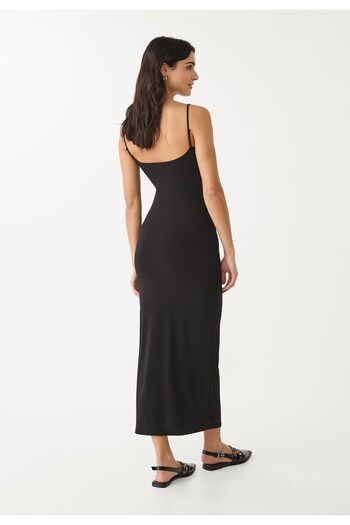 The Champ Clothing Body Fitting Straight Cut Slim Strap Black Dress Suitable for Daily and Night