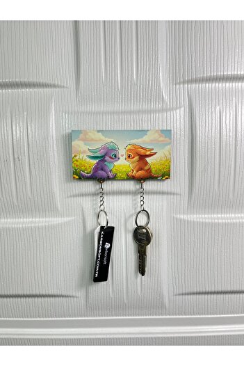 karbonsoft Cute Rabbit Friends Characters Themed Fun Keychain and Hanger in the Flower Garden