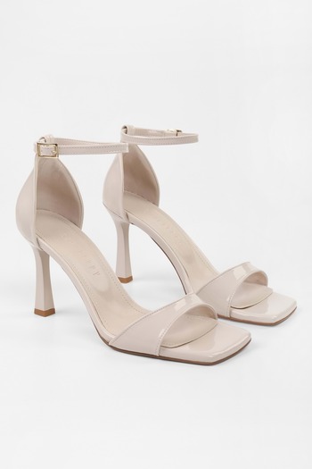 Shoeberry Women's Vinetta Ecru Skin Heeled Shoes