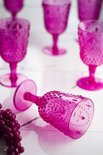 EWs Akrilik Pembe Tekli Kadeh & Su Meşrubat Kahve Yanı Bardağı 450 ml ( Cam Değildir )